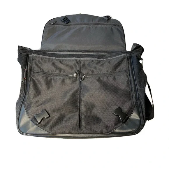 Tumi T-TECH Classic 5506 Black Gray Nylon Messenger Shoulder Laptop Bag - Picture 6 of 7